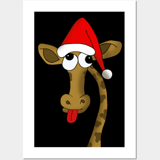 Christmas giraffe Posters and Art